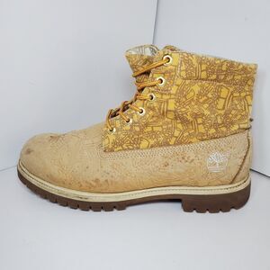 Rare Timberland Mens Anti Fatigue Canvas Embossed Leather Lace Up Boots Sz 11.5